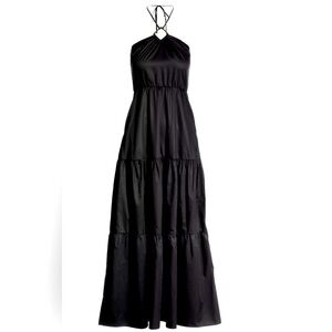 Boston Proper Halter Tiered Poplin‎ Maxi Dress Size 8